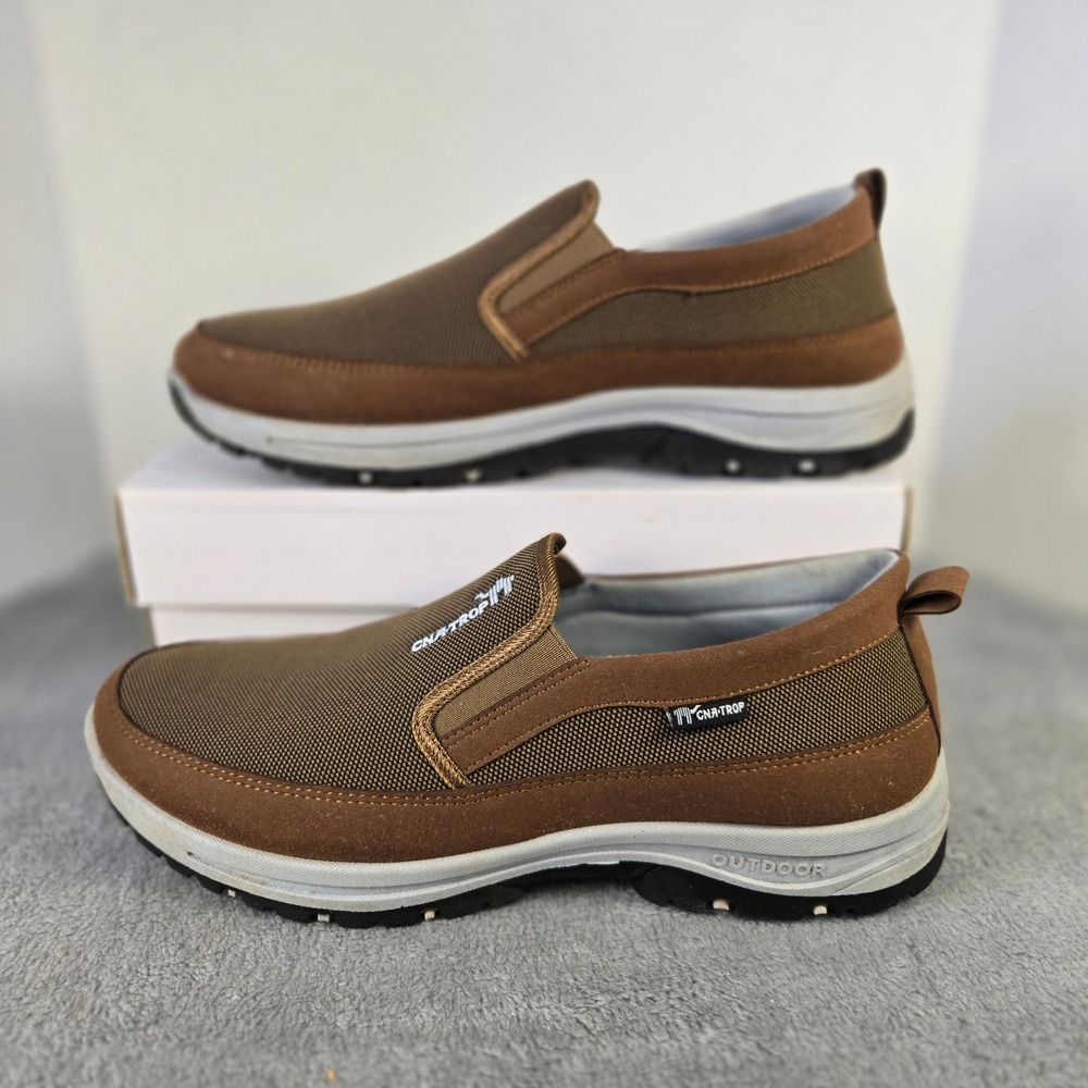 Canemon Outdoor Mens Brown Mesh Slip On Walking Shoes Loafers Size 49 US 14.5